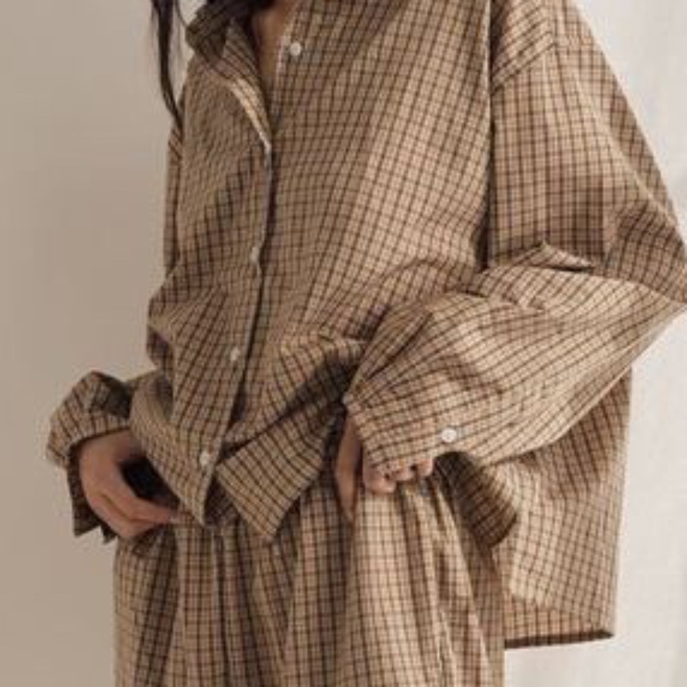 DEIJI STUDIOS  The Oversized Poplin Shirt Gingham Organic Cotton Check Grandpa M - Picture 5 of 16